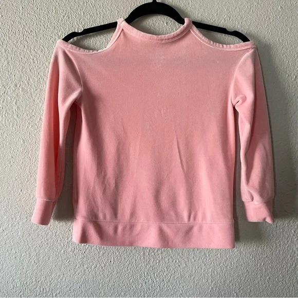 Justice Velour Top Girls Size 6 / 7 Pink Cozy Warm Layer Winter Long Sleeve - Picture 4 of 6